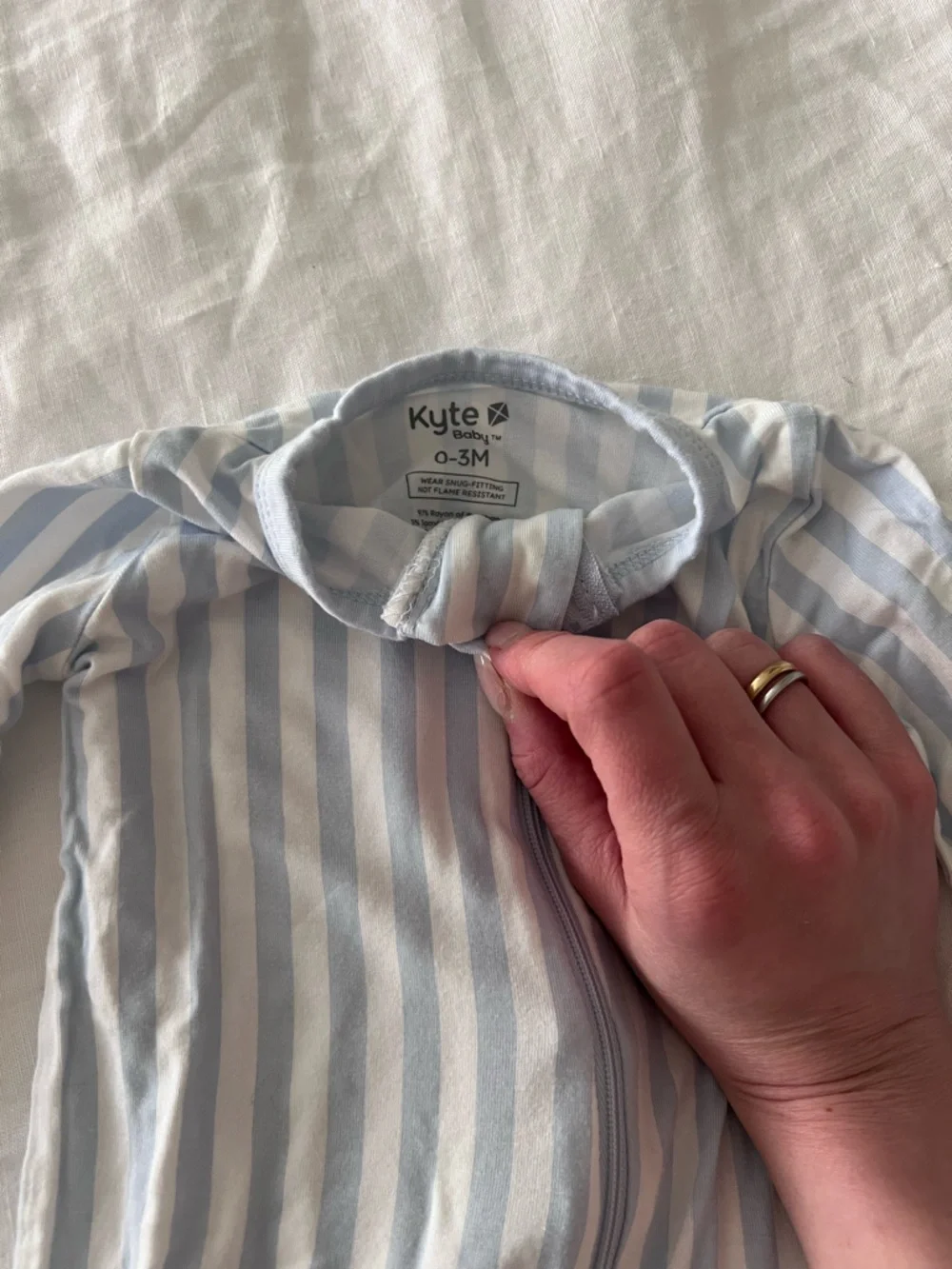 Light Blue & White Striped Baby Zippered Onesie Kyte - Picture 2 of 2